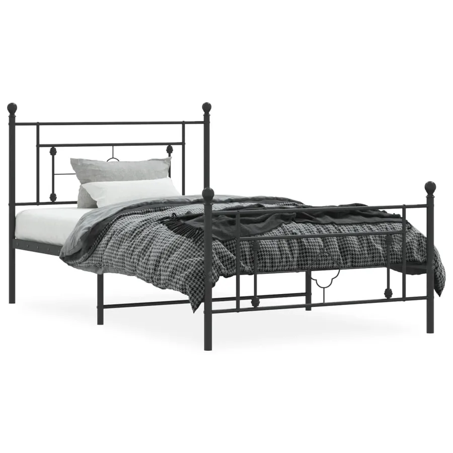 Cadre de lit métal sans matelas avec pied de lit noir 107x203cm - 3