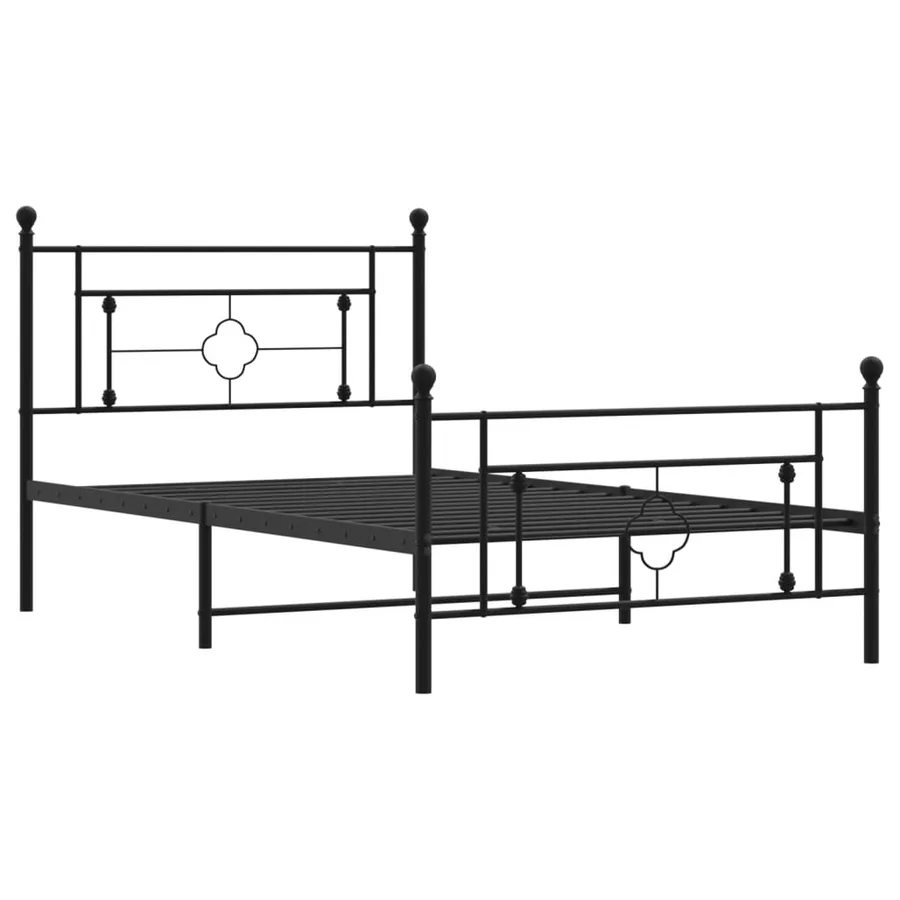 Cadre de lit métal sans matelas avec pied de lit noir 107x203cm - 4