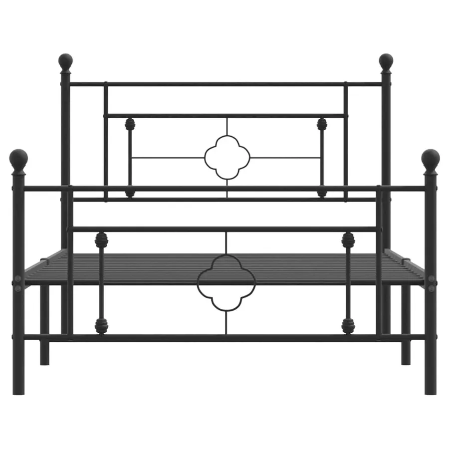 Cadre de lit métal sans matelas avec pied de lit noir 107x203cm - 5