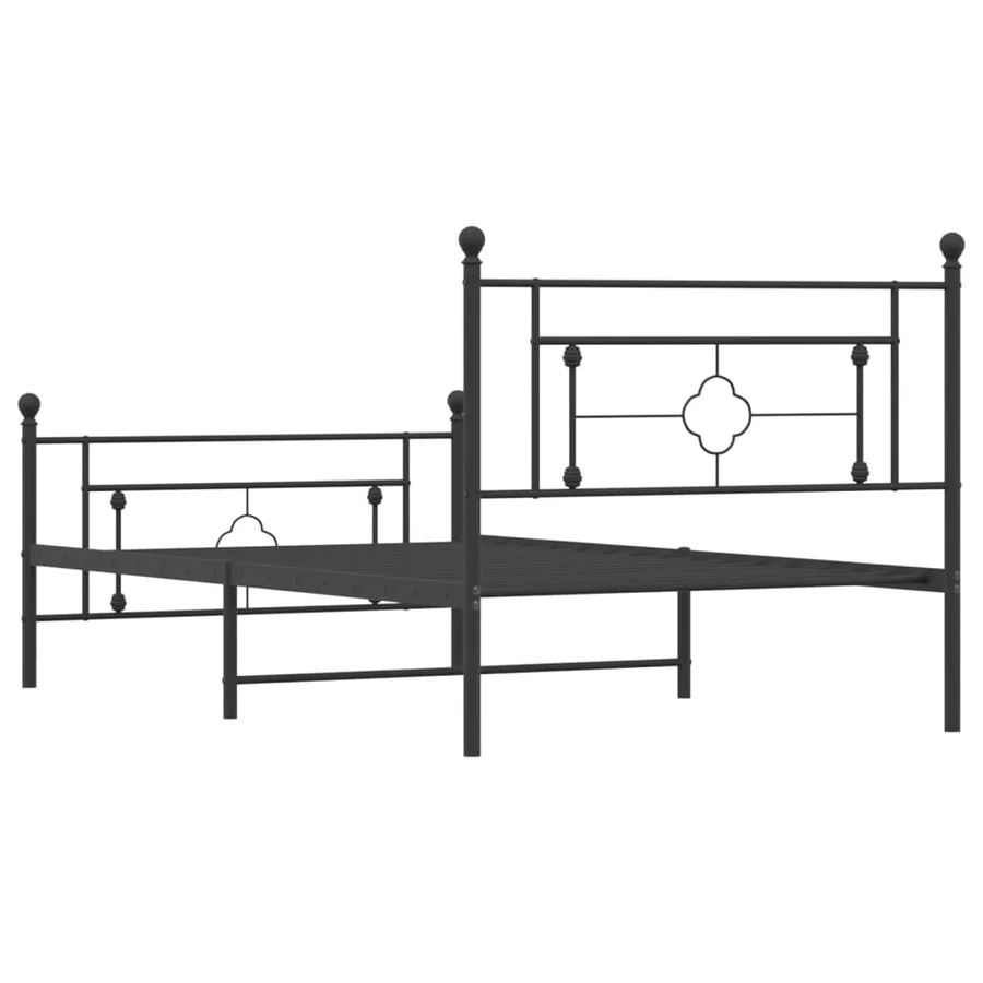 Cadre de lit métal sans matelas avec pied de lit noir 107x203cm - 7