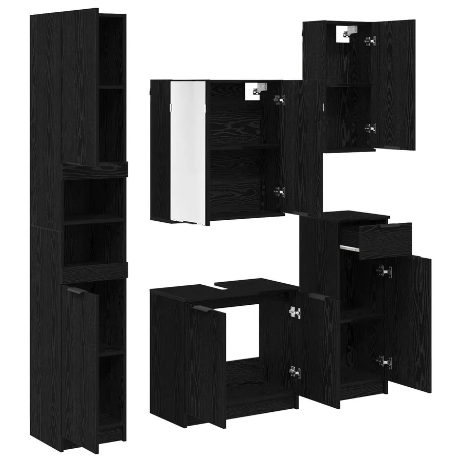 Ensemble de mobilier de salle de bain 5 pcs Chêne noir - 8