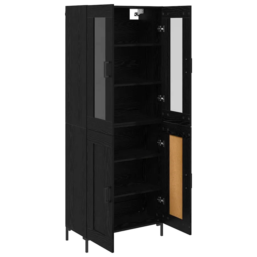 Haut Armoire 2 pcs Chêne noir Bois d'ingénierie - 5