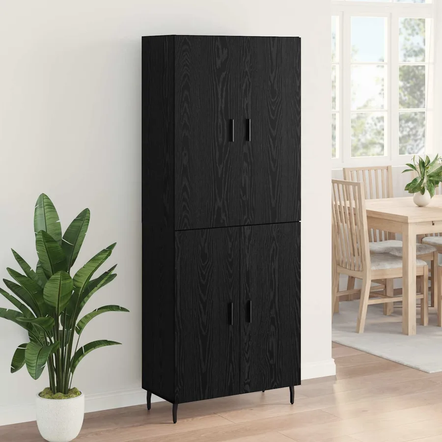 Haut Armoire 2 pcs Chêne noir Bois Aggloméré et Verre - 4