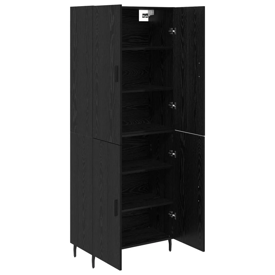 Haut Armoire 2 pcs Chêne noir Bois Aggloméré et Verre - 5