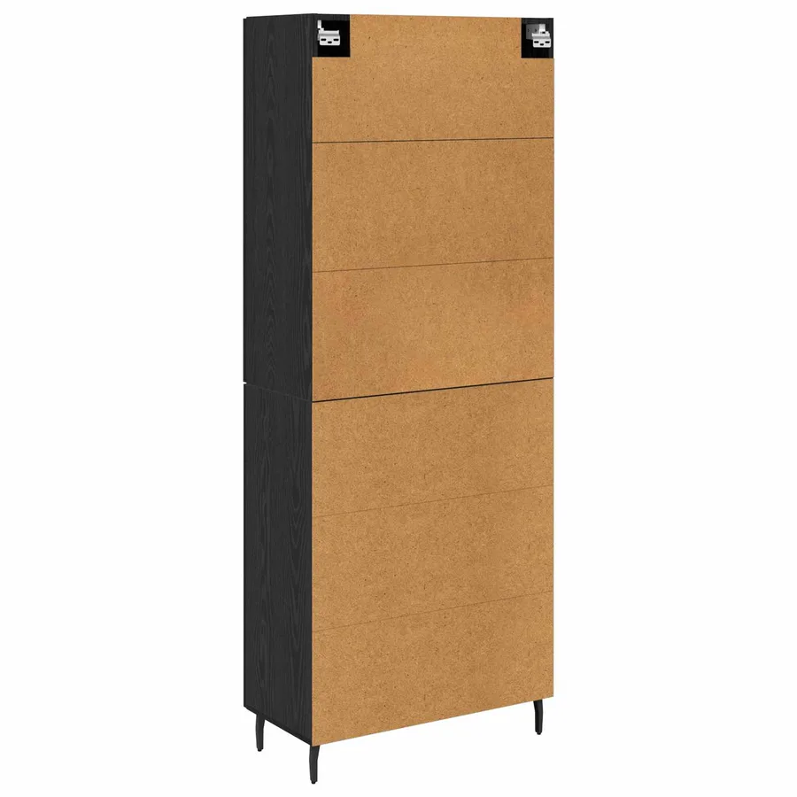 Haut Armoire 2 pcs Chêne noir Bois Aggloméré et Verre - 8