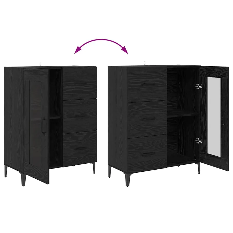 Haut Armoire Chêne noir 69,5 x 34 x 180 cm Bois d'ingénierie - 13