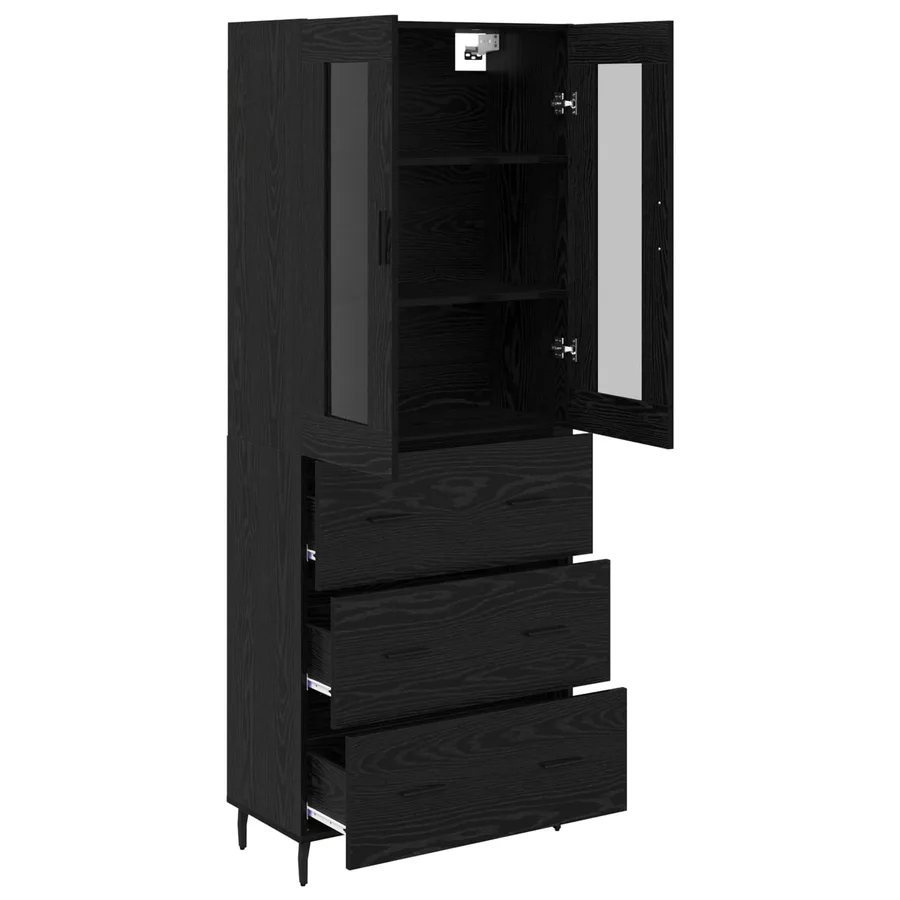 Haut Armoire avec tiroir 2 pcs Chêne noir Bois d'ingénierie - 5