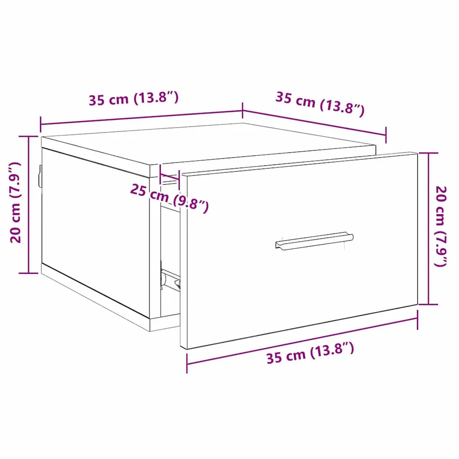Cabinet de chevet 2 pc chêne artisanal 35 x 35 x 20 cm - 14