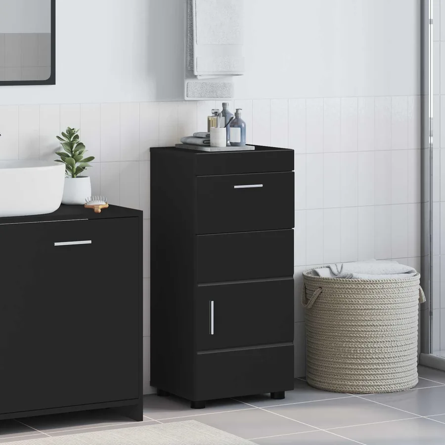 Ensemble d'armoire de salle de bain avec tiroir TULUM Noir
