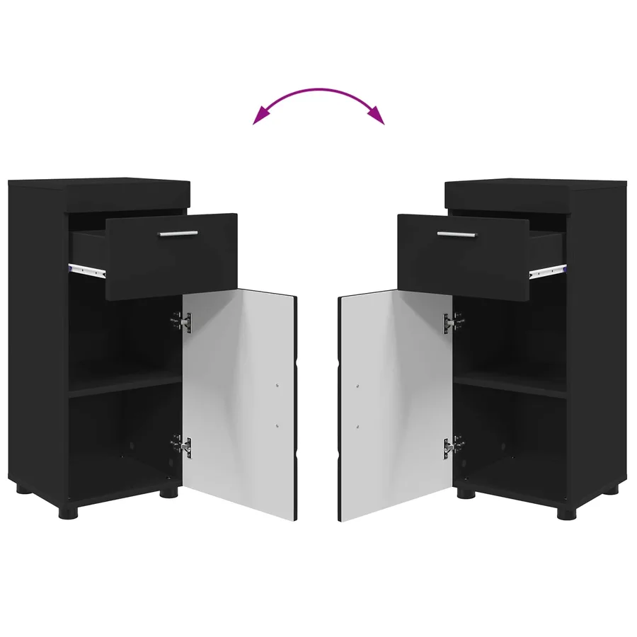 Ensemble d'armoire de salle de bain avec tiroir TULUM Noir - 13