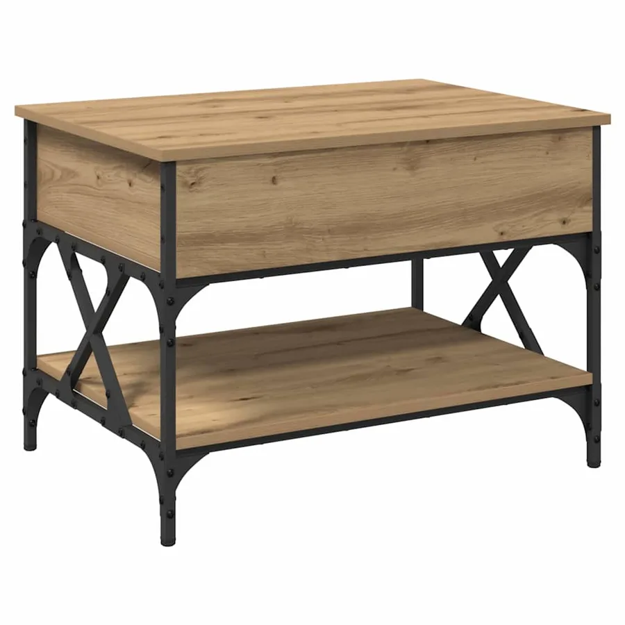 Table basse Chêne artisanal 70x50x50cm Bois d'ingénierie - 2