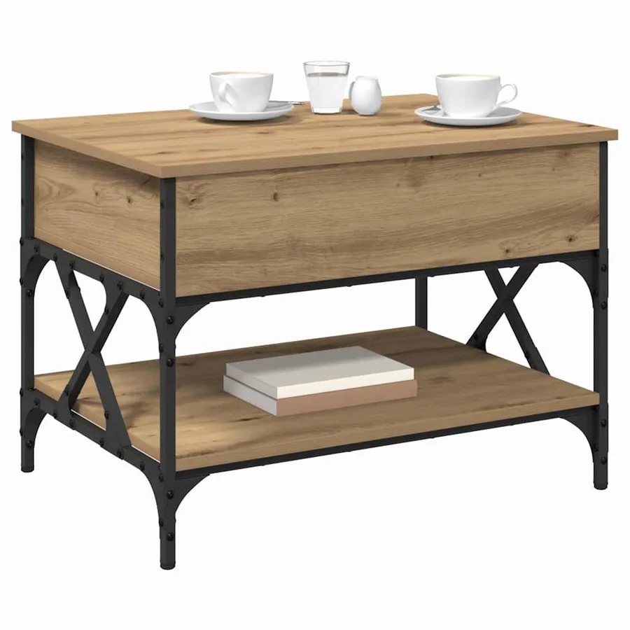 Table basse Chêne artisanal 70x50x50cm Bois d'ingénierie - 3
