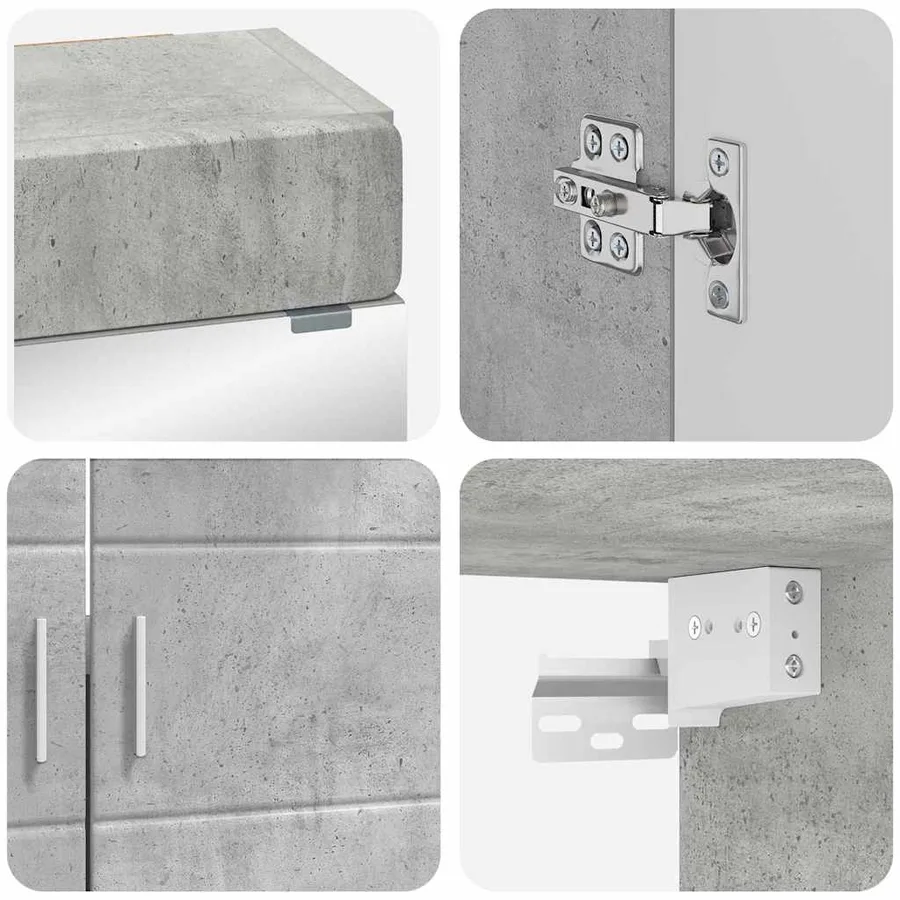 Ensemble de mobilier de salle de bain TULUM 4 pcs Gris béton - 8
