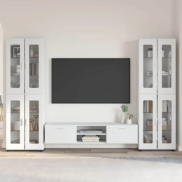 Ensemble meuble TV avec tiroir FLORIN 3 pcs Blanc brillant