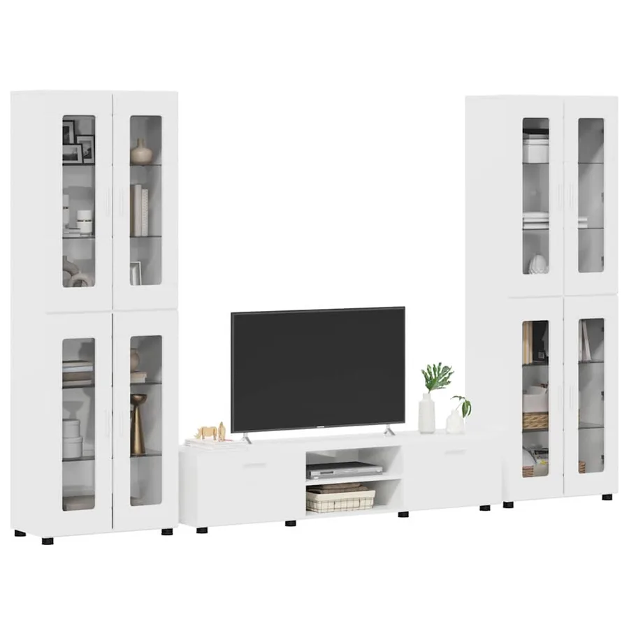 Ensemble meuble TV avec tiroir FLORIN 3 pcs Blanc brillant - 3
