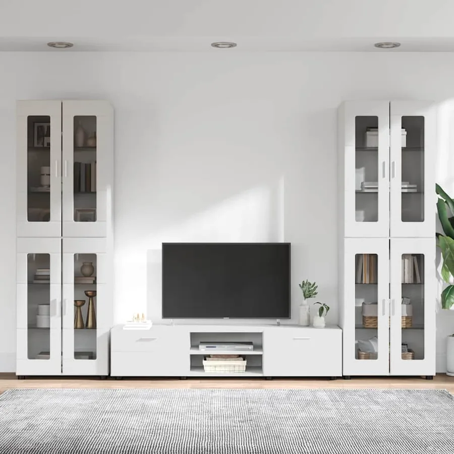 Ensemble meuble TV avec tiroir FLORIN 3 pcs Blanc brillant - 4