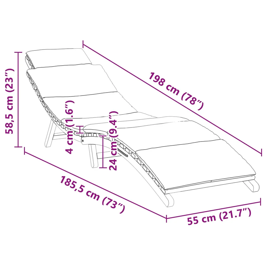 Transat de jardin Marron 198 x 55 x 58,5 cm Bois de teck massif - 11