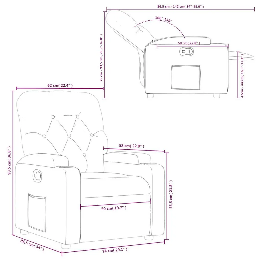 Fauteuil inclinable Gris Similicuir - 11
