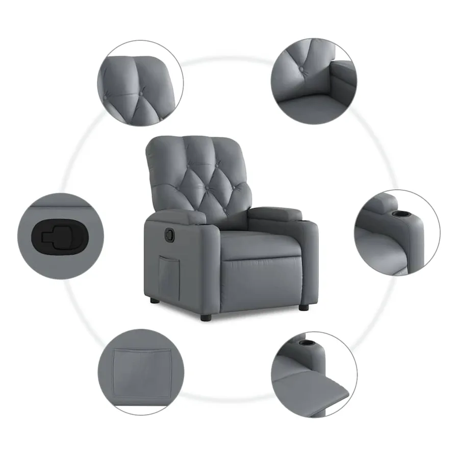 Fauteuil inclinable Gris Similicuir - 5