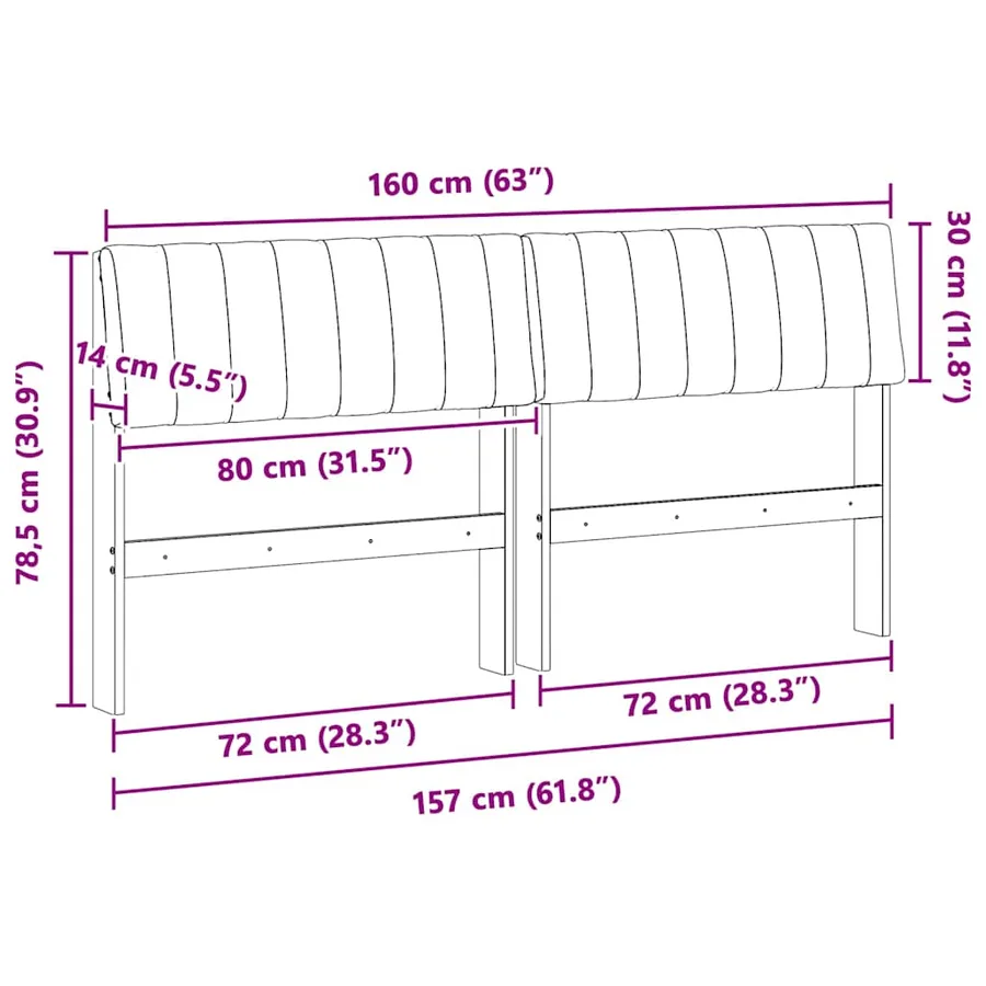 Tête de lit capitonnée Noir 160 cm Pin massif - 11
