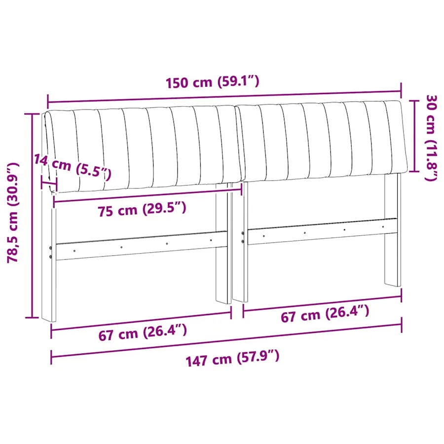 Tête de lit capitonnée Gris clair 150 cm Pin massif - 11