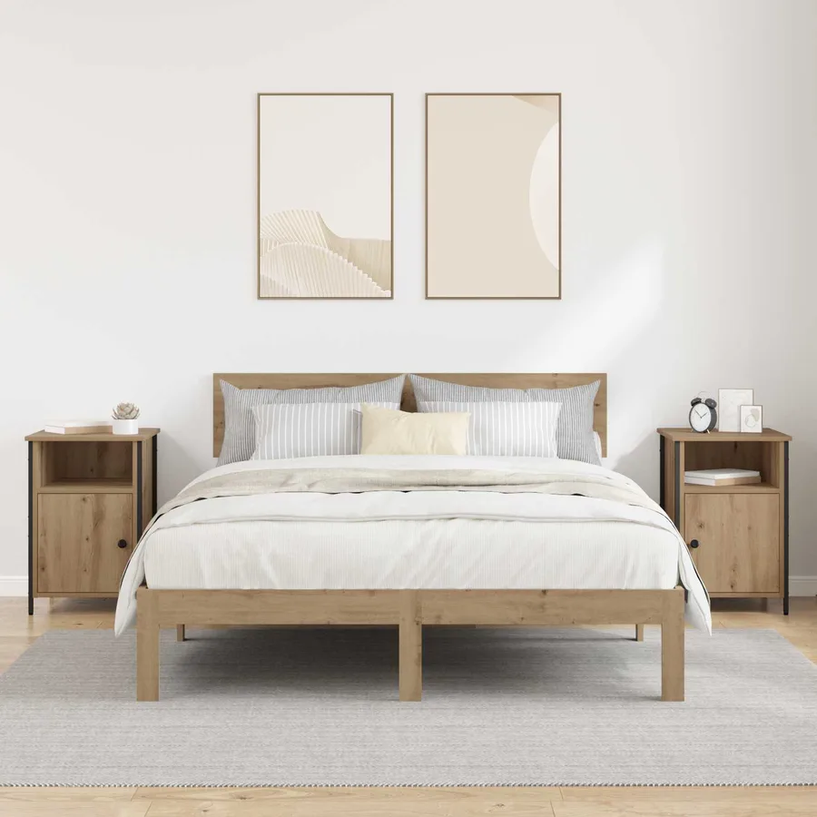 Cabinet de chevet 2 pc Chêne artisanal 40 x 42 x 60 cm - 4