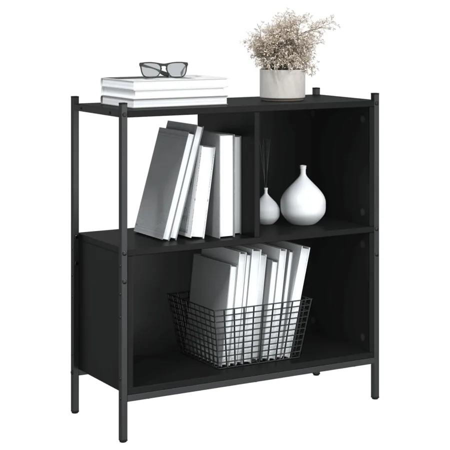 Bibliothèque noir 72x28x77,5 cm bois d'ingénierie - 4