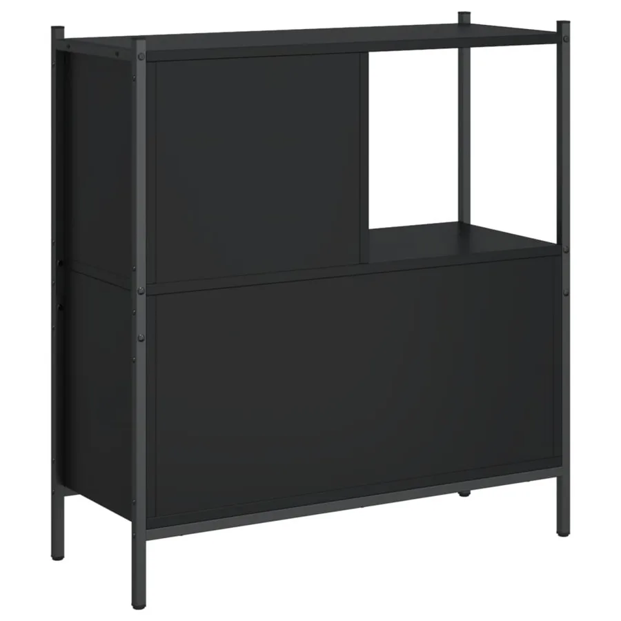 Bibliothèque noir 72x28x77,5 cm bois d'ingénierie - 7