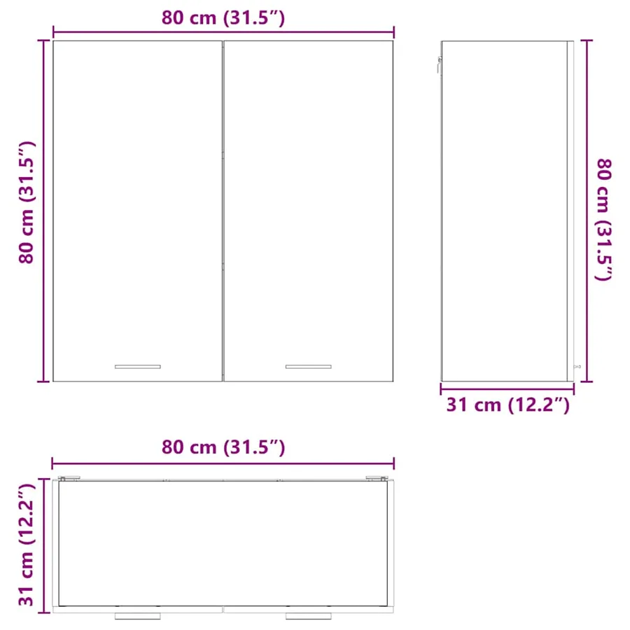 Armoire suspendue avec stockage Chêne artisanal 80 x 31 x 80 cm - 13