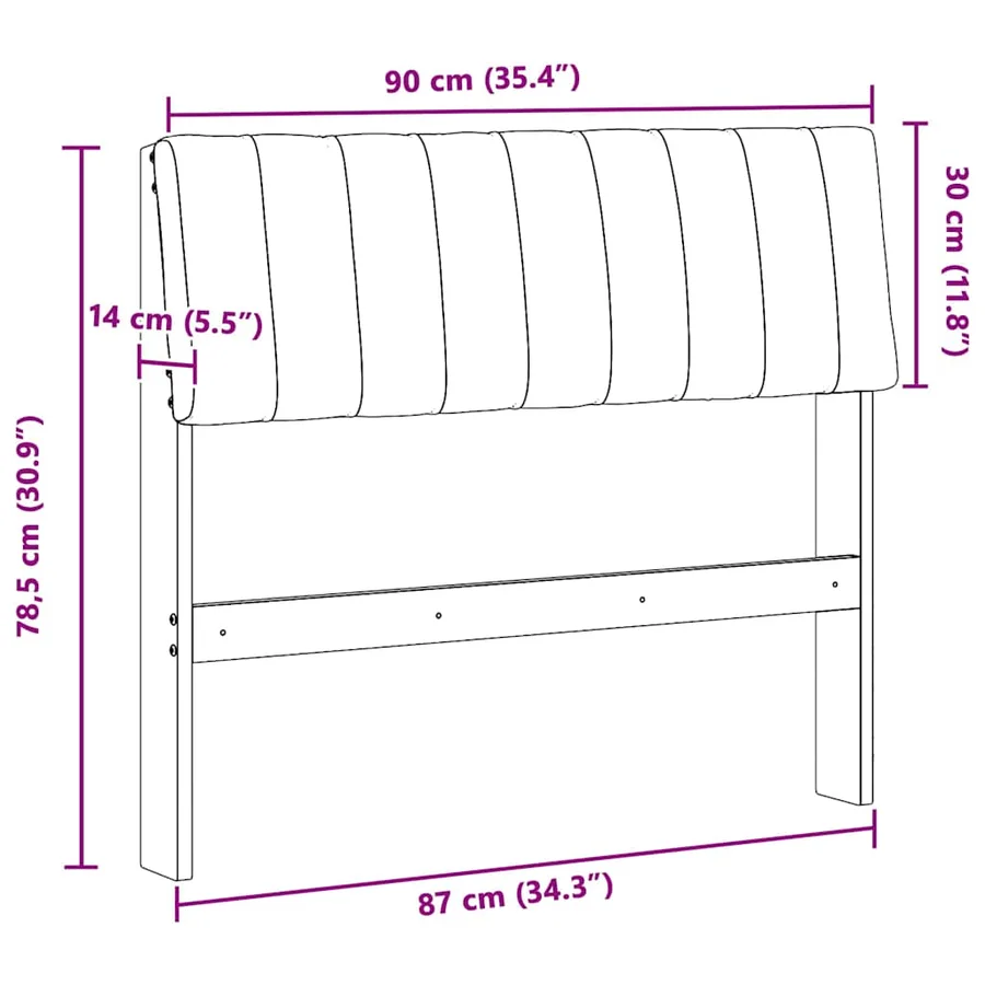 Tête de lit capitonnée Gris clair 90 cm Pin massif - 11