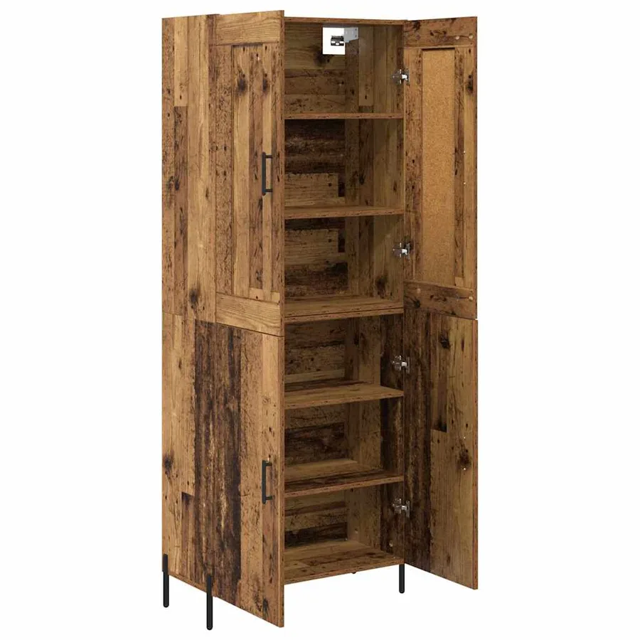 Haut Armoire 2 pcs Bois Ancien Bois d'ingénierie - 5