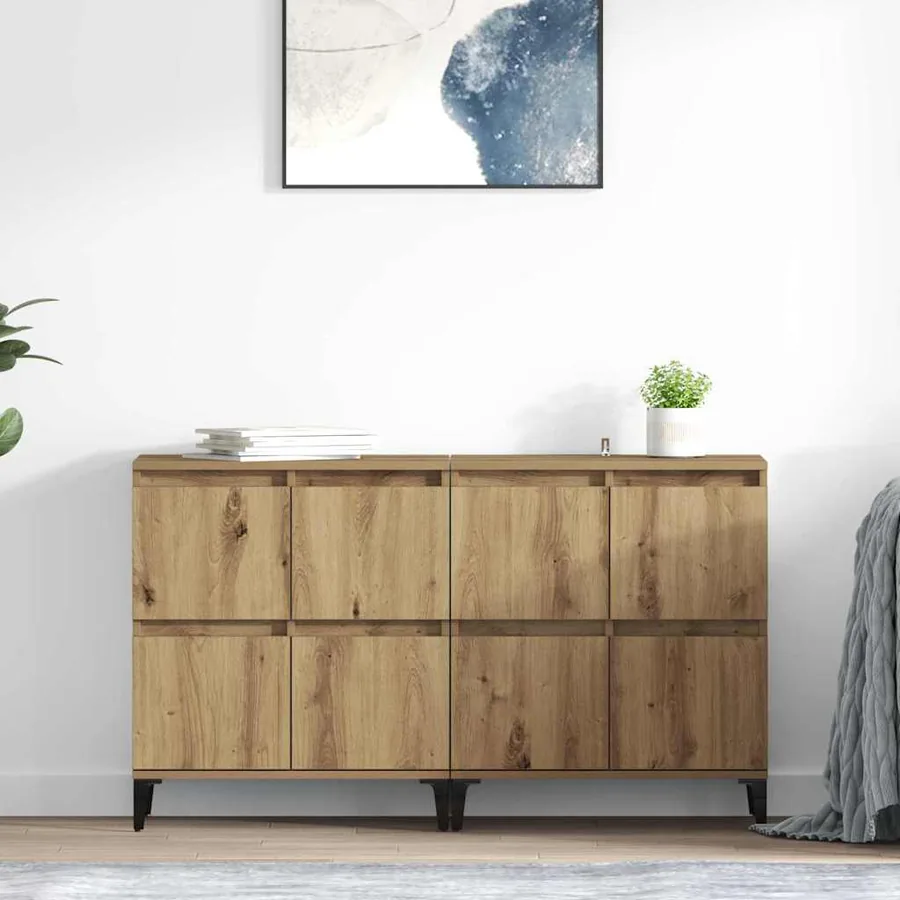 Buffets 2 pcs Chêne artisanal 60 x 35 x 70 cm Bois d'ingénierie