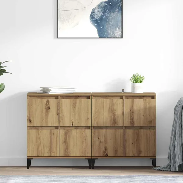 Buffets 2 pcs Chêne artisanal 60 x 35 x 70 cm Bois d'ingénierie