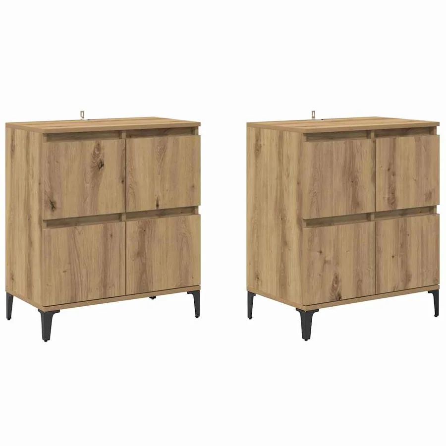 Buffets 2 pcs Chêne artisanal 60 x 35 x 70 cm Bois d'ingénierie - 2