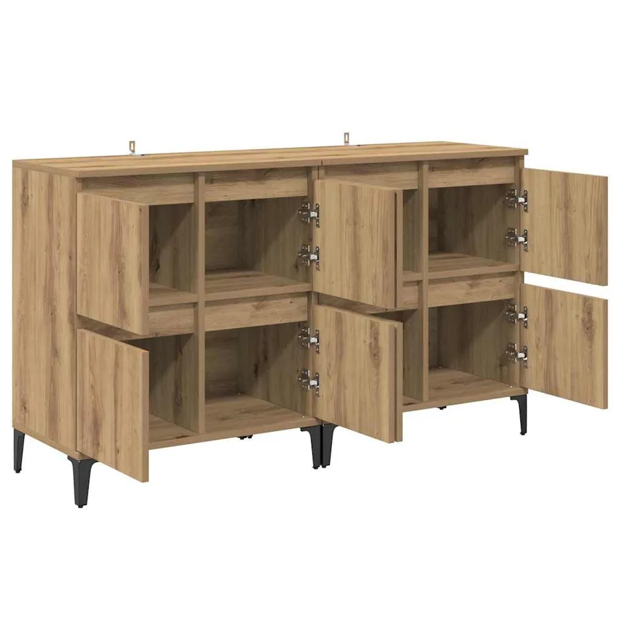 Buffets 2 pcs Chêne artisanal 60 x 35 x 70 cm Bois d'ingénierie - 6