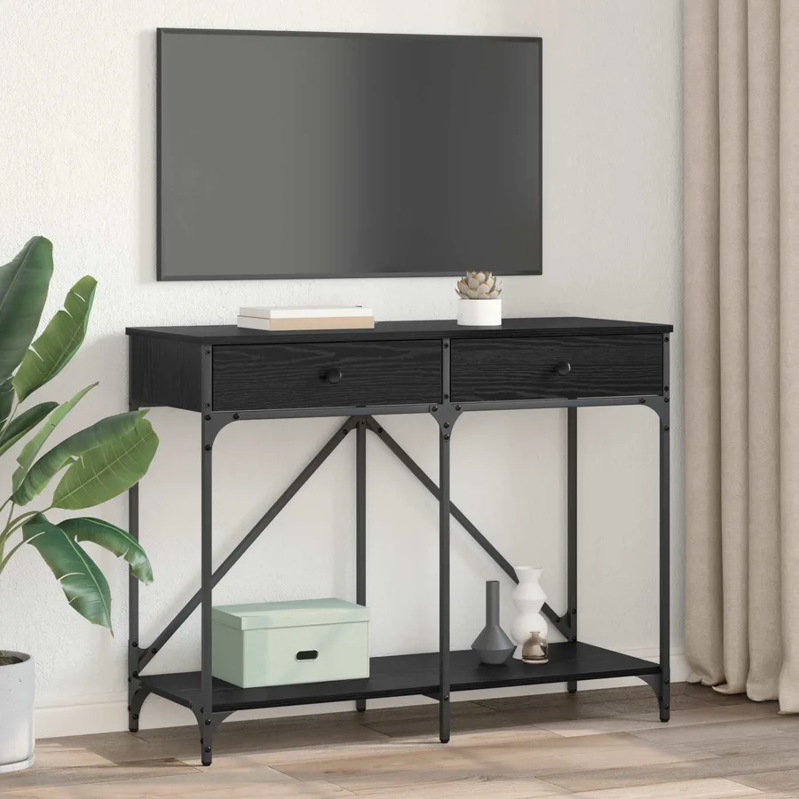 Table console Chêne noir 100 x 39 x 78,5 cm Bois d'ingénierie - 4