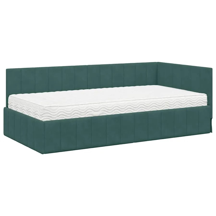 Cadre de lit d'angle avec matelas 2 pcs Vert Velours - 4