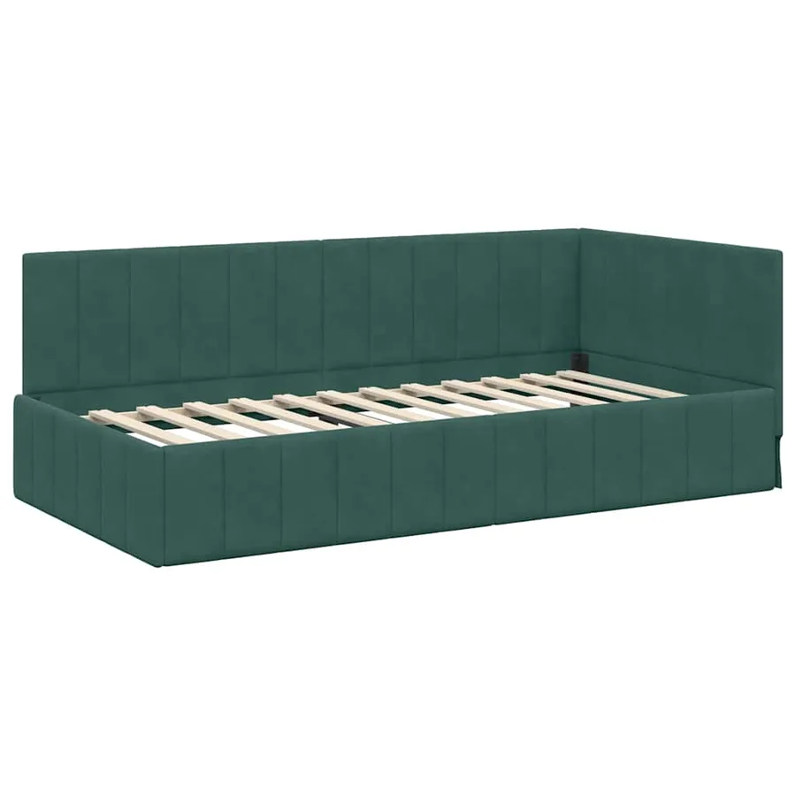Cadre de lit d'angle avec matelas 2 pcs Vert Velours - 6