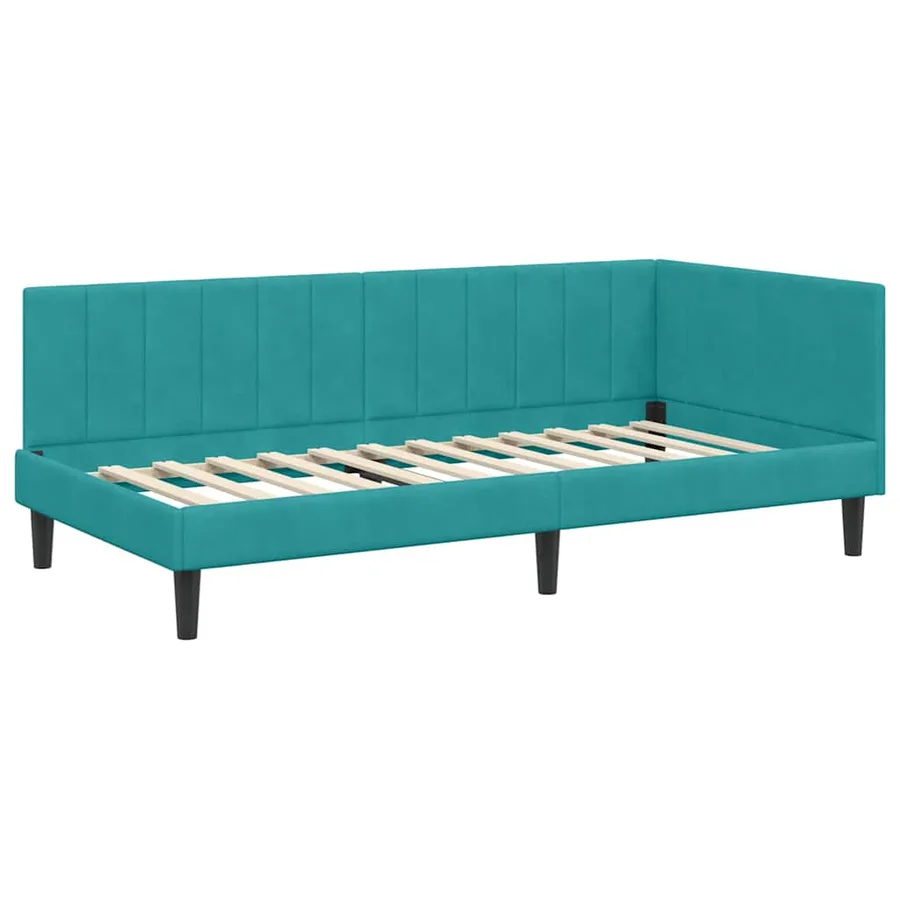 Cadre de lit d'angle avec matelas 2 pcs Turquoise Velours - 6