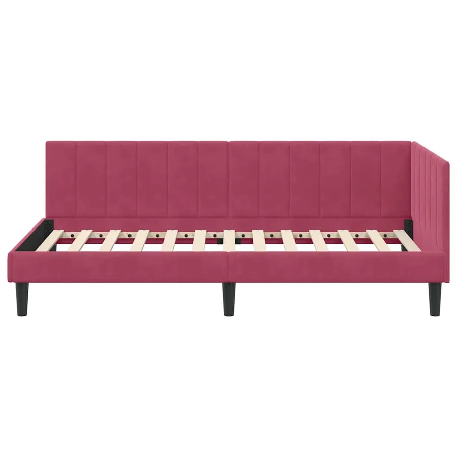 Cadre de lit d'angle Bordeaux 100 cm x 200 cm Velours - 5