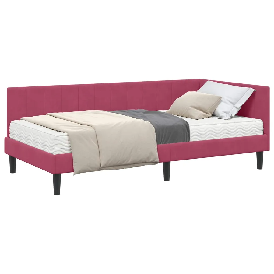 Cadre de lit d'angle avec matelas 2 pcs Vert Velours - 2