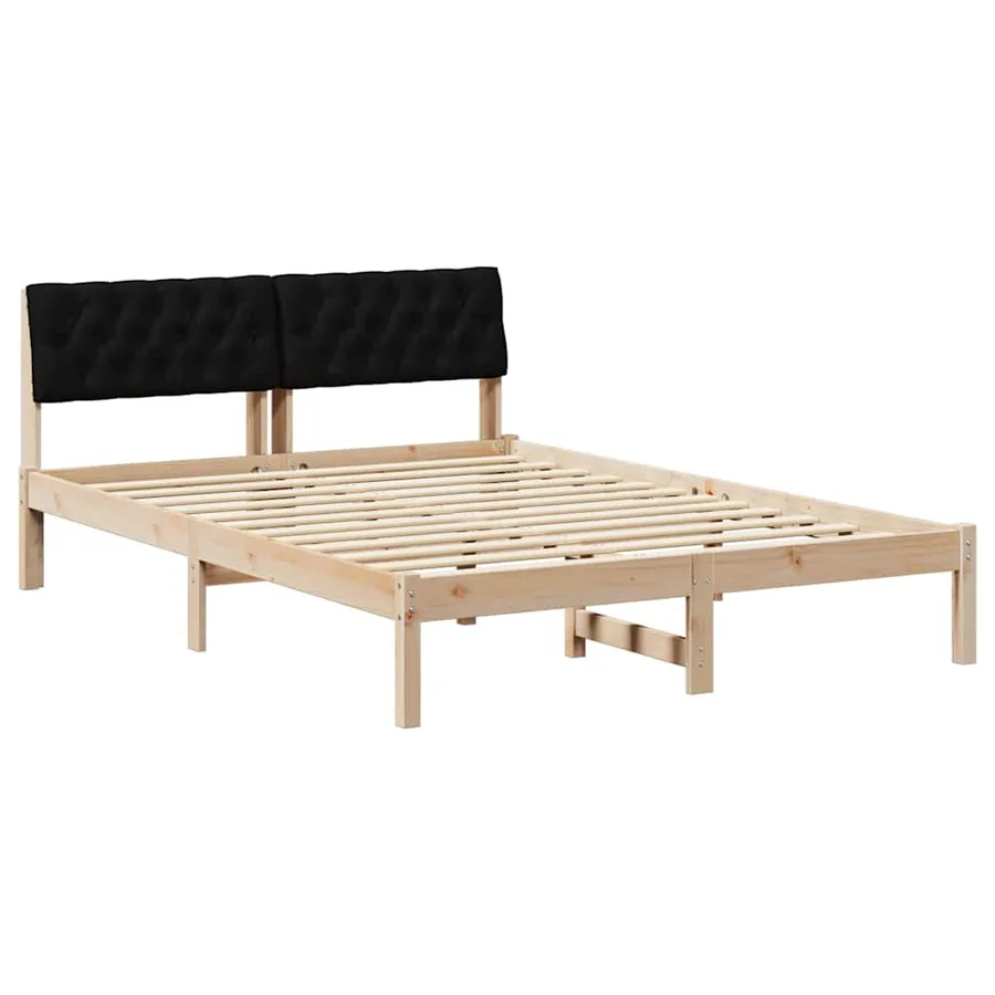 Cadre de lit Marron et noir 160 x 200 cm Bois massif en pin - 2