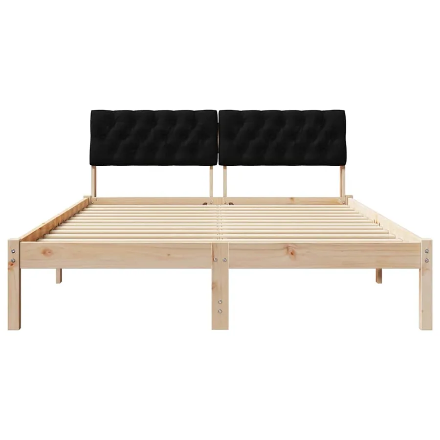 Cadre de lit Marron et noir 160 x 200 cm Bois massif en pin - 5