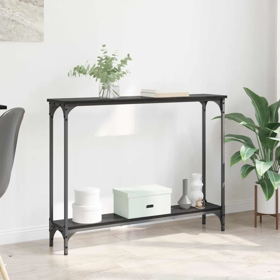 Table console Chêne noir 100 x 22,5 x 75 cm Bois d'ingénierie