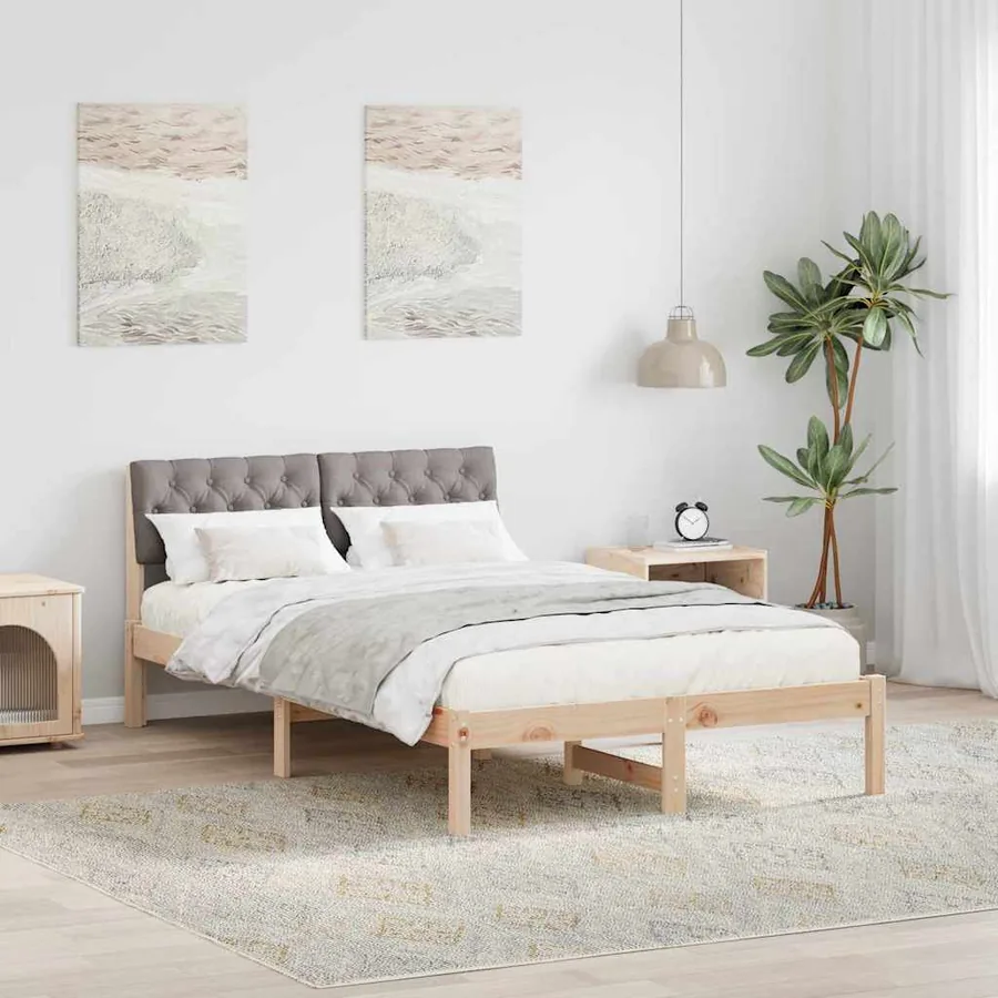 Cadre de lit Marron et taupe 120 x 200 cm Bois massif en pin