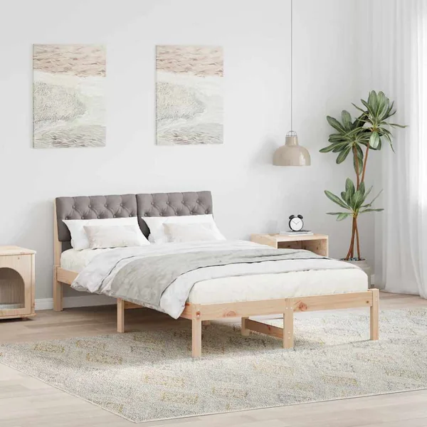 Cadre de lit Marron et taupe 120 x 200 cm Bois massif en pin