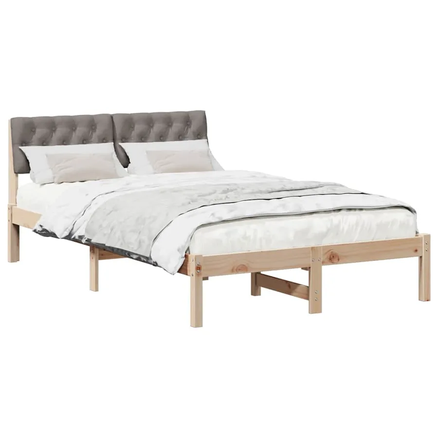 Cadre de lit Marron et taupe 120 x 200 cm Bois massif en pin - 3