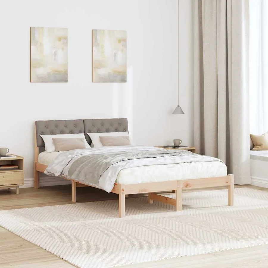 Cadre de lit Marron et taupe 120 x 200 cm Bois massif en pin - 4