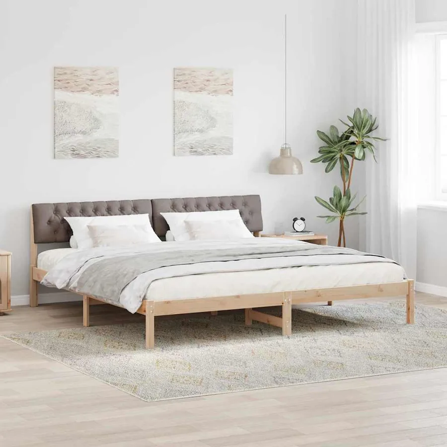 Cadre de lit Marron et taupe 200 x 200 cm Bois massif en pin