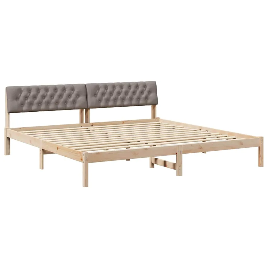 Cadre de lit Marron et taupe 200 x 200 cm Bois massif en pin - 2